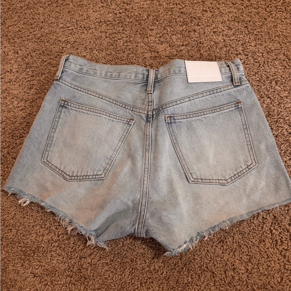 Denim Forum Light Blue Frayed High-Rise Jean Shorts - Picture 2 of 2
